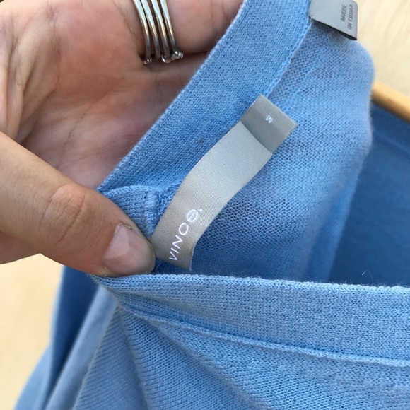 Vince Sweaters Vince Fitted Cashmere Vback Baby Blue Sweater Poshmark